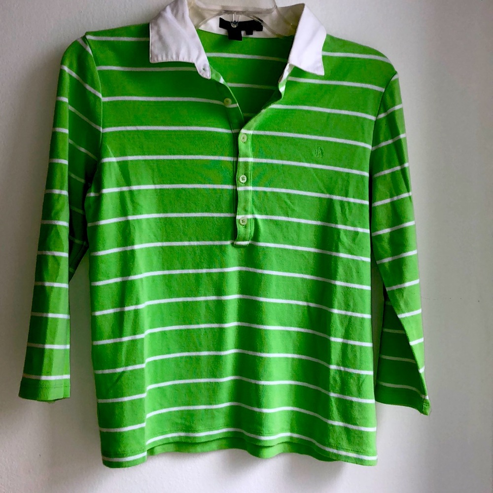 Lauren R. lauren Preppy green collared shirt